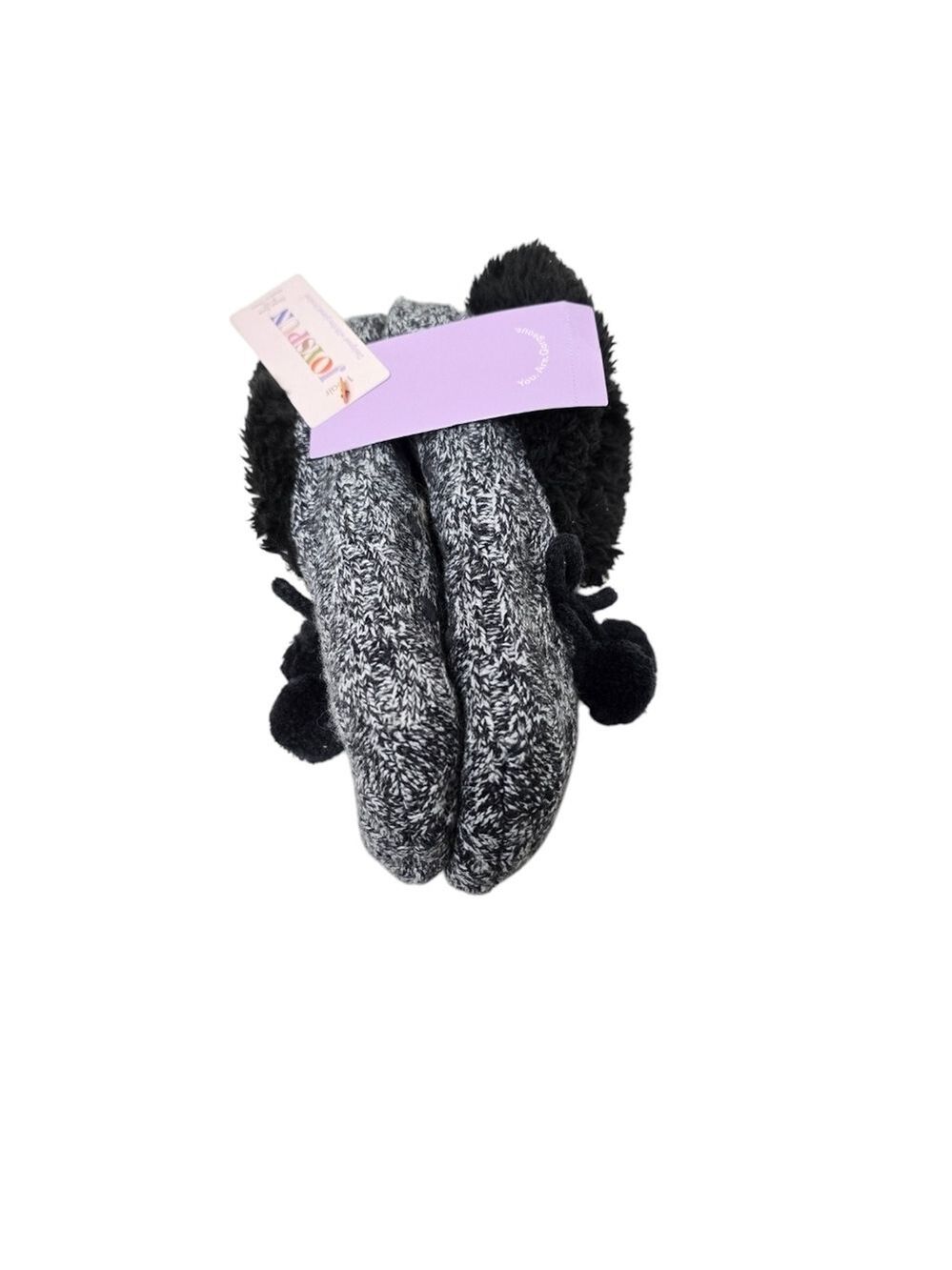 NWT Joyspun Black Heathered Gray Slipper Socks 4-10